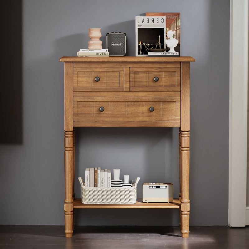 24" Narrow Console Table Entryway Side Table for Hallway Living Room, Natural