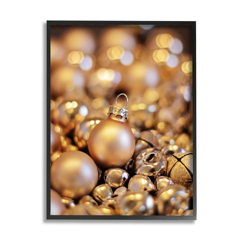 Ornements de Noël brillants Cloches at-259, Giclée encadrée noir minuit, H 14 po x l 11 po x P 1,5 po