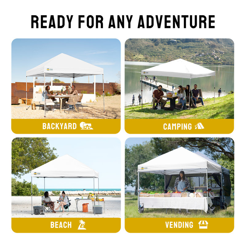 8 Ft. W x 8 Ft. D Instant Pop Up Canopy Tent with One Push Setup, White