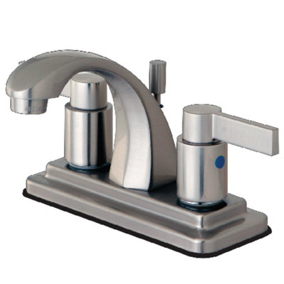 Kingston Brass NuvoFusion Two-Handle 3-Hole Deck Mount 4" Centerset Bathroom Faucet with Plastic Pop-Up
