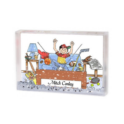 Personalized Sports Lover - Male Snow Globe Frame Gift  6" x 4"