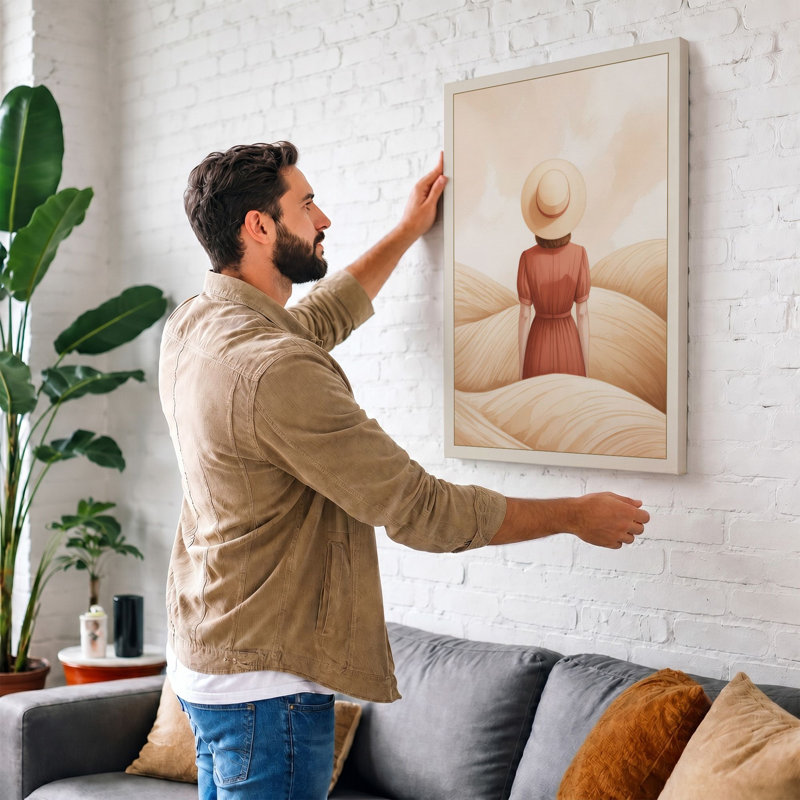 Figure in Desert Light Minimalist - Wrapped Canvas, 24x16 - 61.0 x 40.6 cm, Sage Border