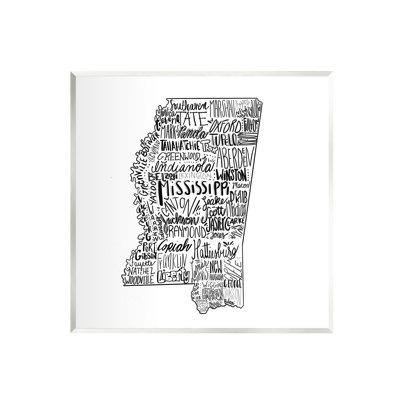 «Mississippi Typographie Shape State Map», art mural sur plaque par The Morning Evening Post