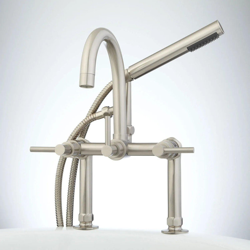Sebastian Deck Mounted Roman Tub Faucet with Lever Handles, Brushed Nickel