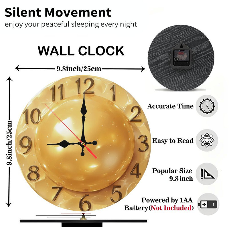 Golden Clock Face With Glowing Sphere
