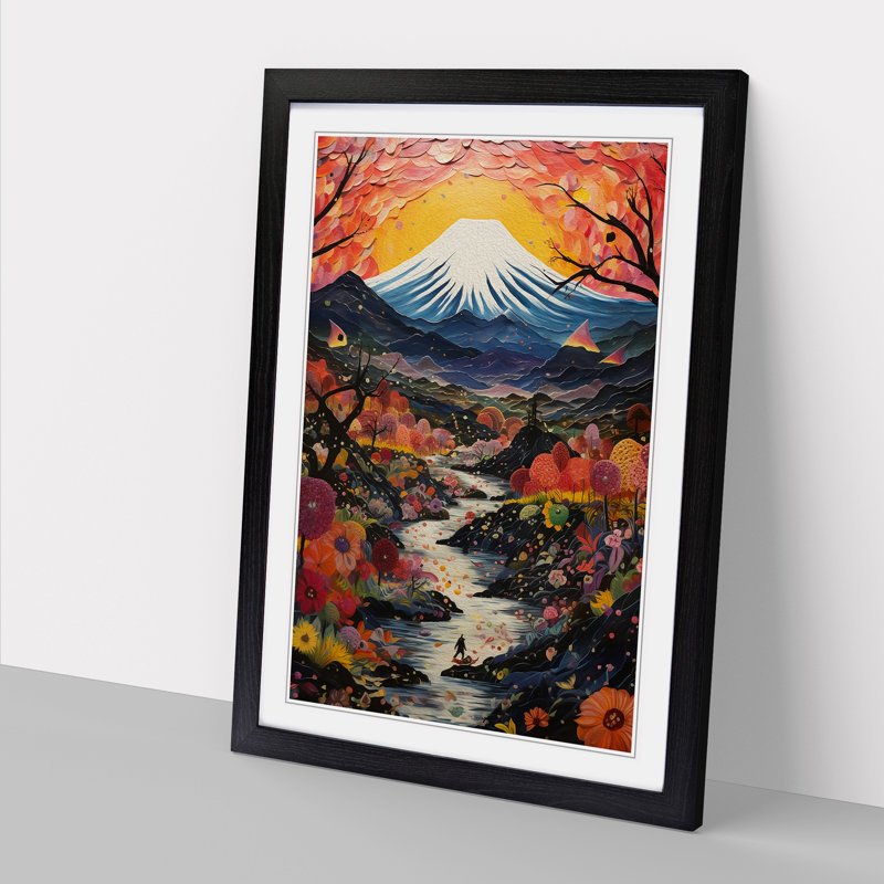 Mount Fuji Expressionism No.2 - Framed Print, 34cm H x 25cm W x 2cm D, Black