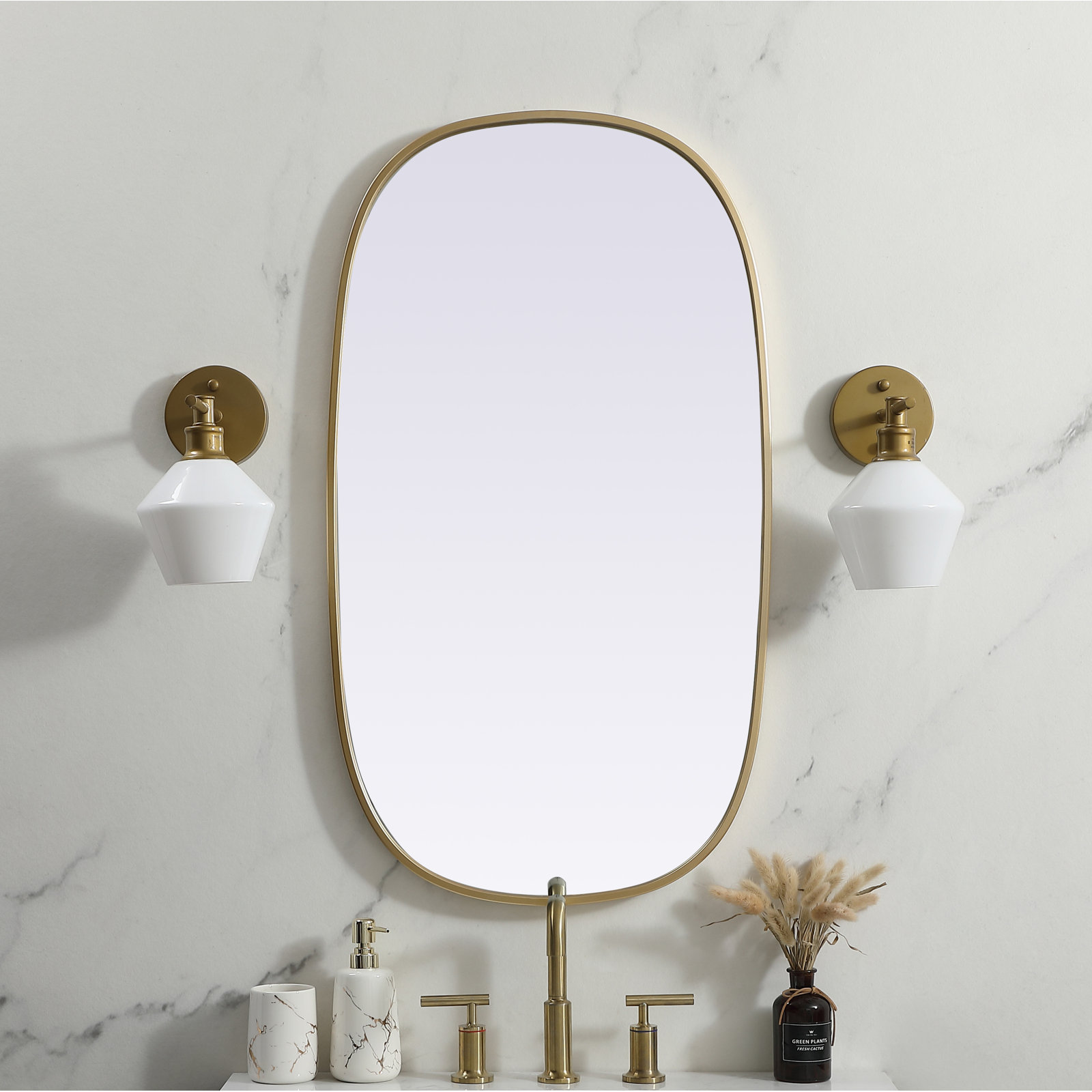 Sabine Accent Mirror, Brass, 36" x 20"