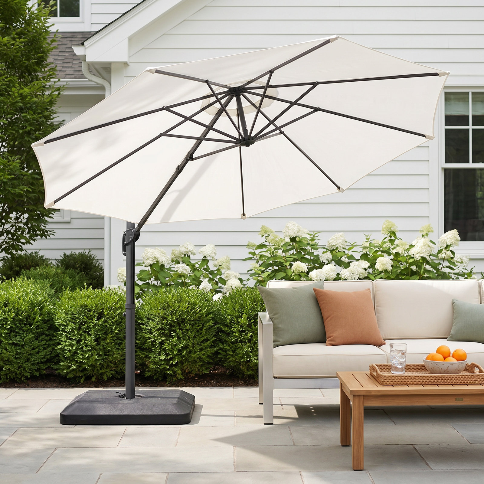 Lillie 10ft Round Cantilever Umbrella, White