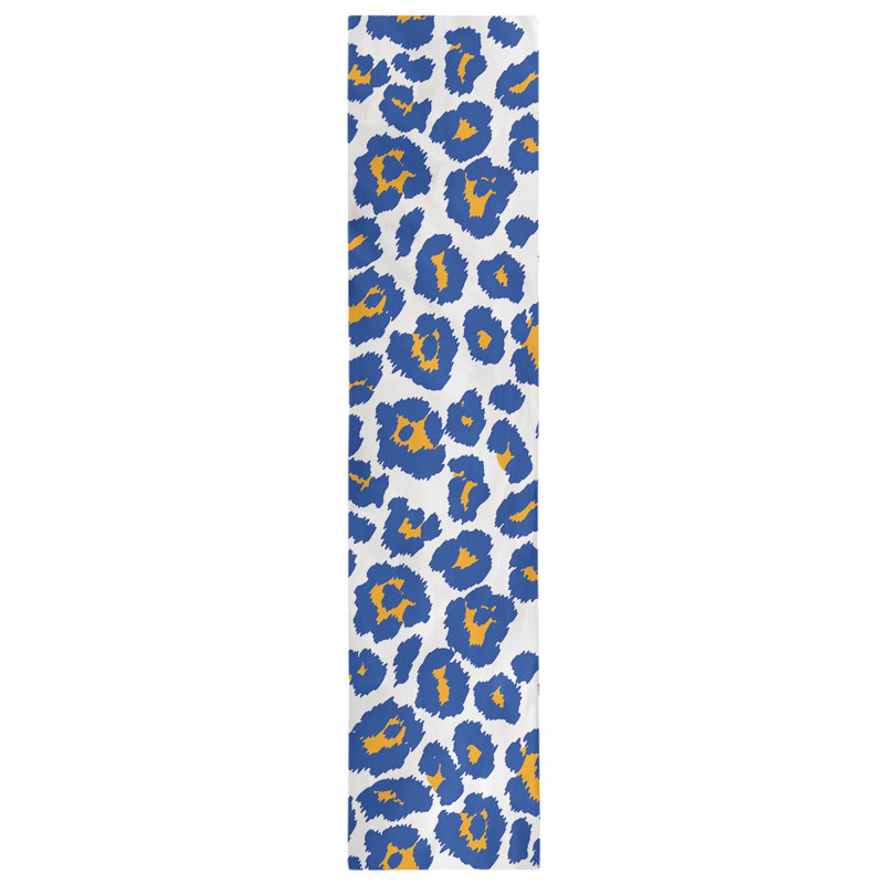 Chemin de table à imprimé animal, 90 po x 16 po, Blanc / Bleu / Jaune