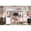 Lit mezzanine en métal avec garde-robe et bureau en forme de L, lit mezzanine avec cubes de rangement et tablettes, lit mezzanine pour enfants, adolescents, adultes-262210823