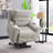 Light Gray Silicone Synthetic Leather Power Lift Recliner - Heating, Massage Function