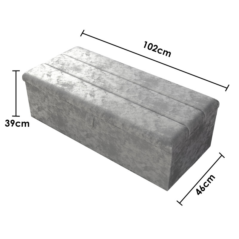Airiona 102cm Wide Rectangle Striped Standard Ottoman with Storage, Silver