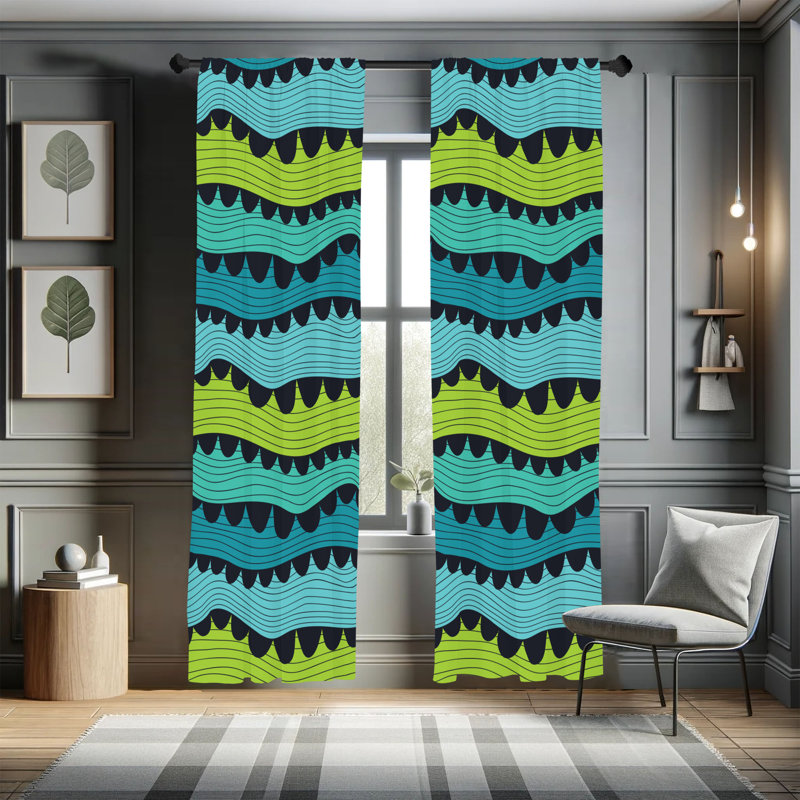 George Oliver Abstract Curtains, Waves Art, 28" W x 84" L