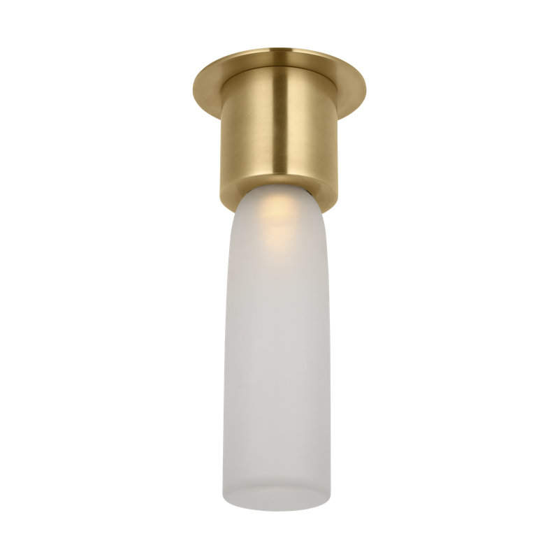 Kelly Wearstler Volver 1-light Small Ceiling Flush Mount in Bronze with Clear Etched Glass shade, Antique Brass