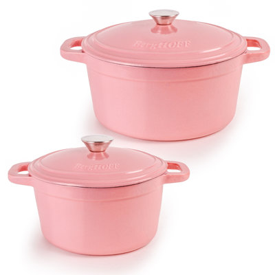 BergHOFF Neo 4 Piece Cast Iron Cookware Set with 3Qt Covered Dutch Oven and 7Qt Covered Stockpot