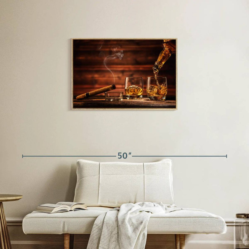 Excellent whisky, Cadre flottant en bois naturel, 31 po x 21 po