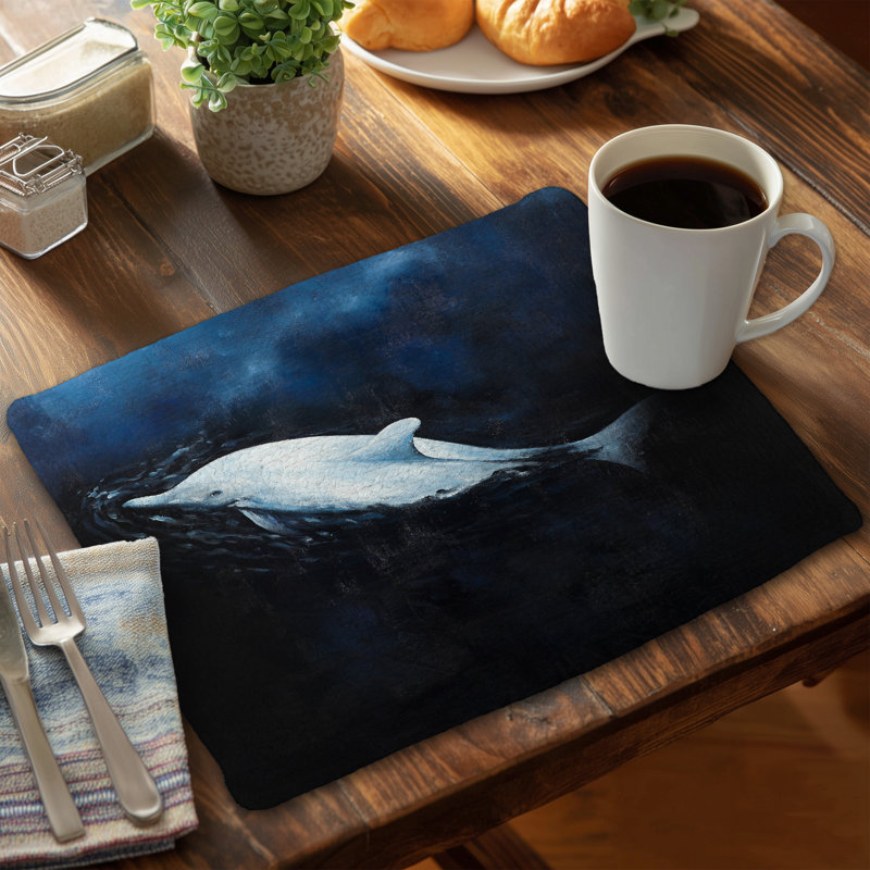 Swimming Dolphin Blue Aquatic Braided Polyester Placemat