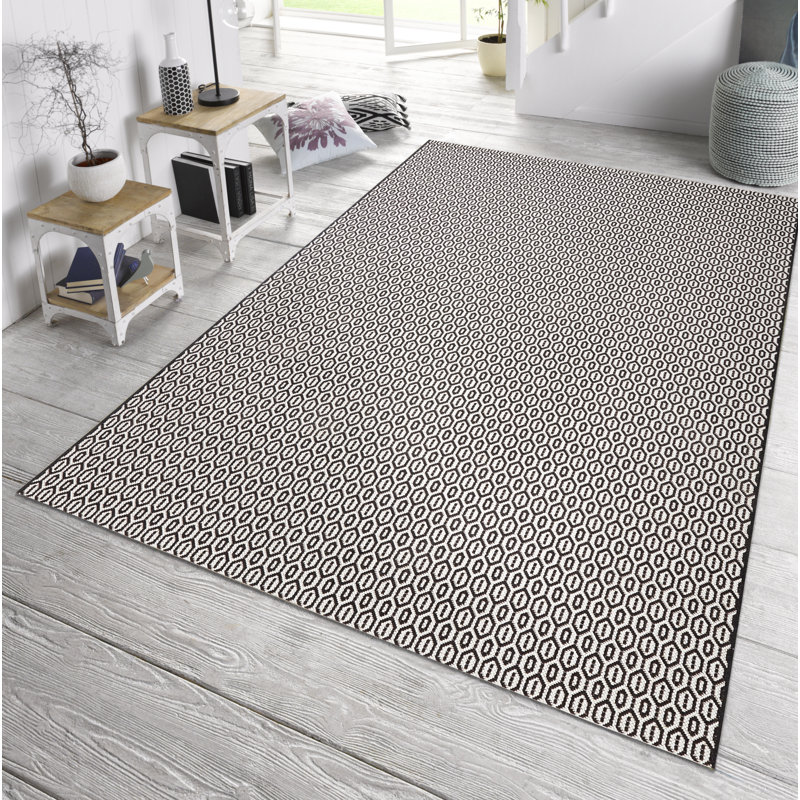 Meadow Flatweave Black Rug, Rectangle 140 x 200 cm