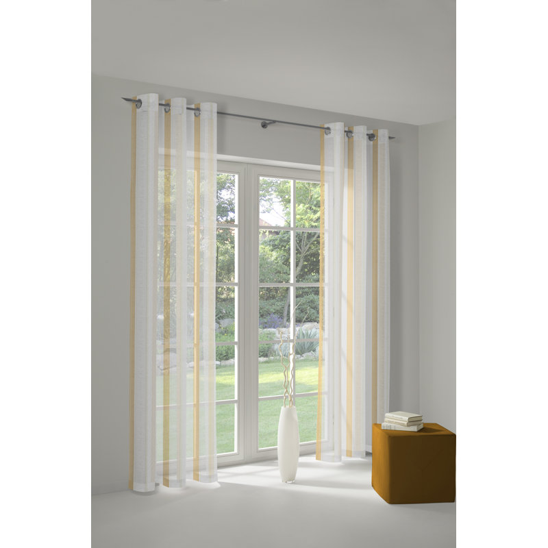 Taliesin Semi Sheer Curtain Single Panel, 300 W x 145 D cm, Gold/White