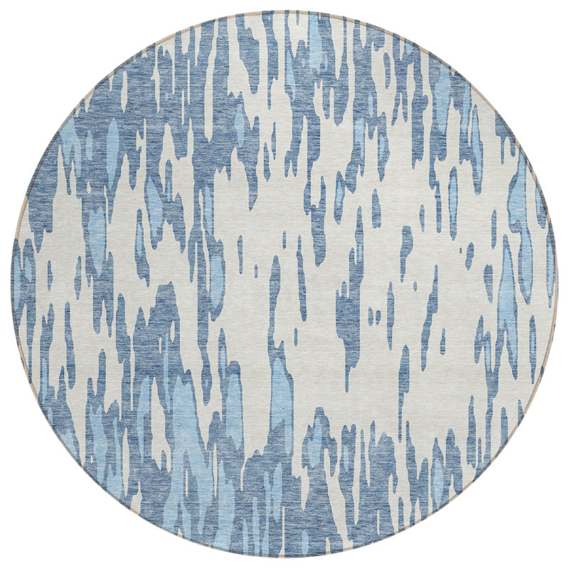 Aleighna Area Rug with Non-Slip Backing, Round 8'