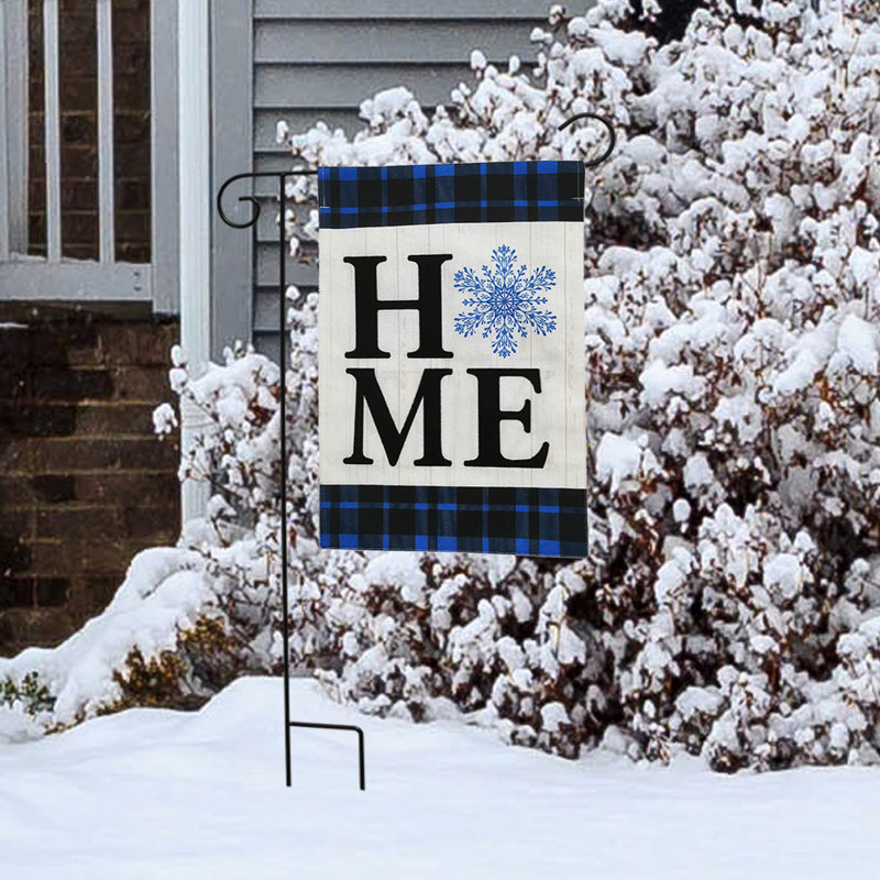 Drapeau de jardin Snowflake Home Burlap