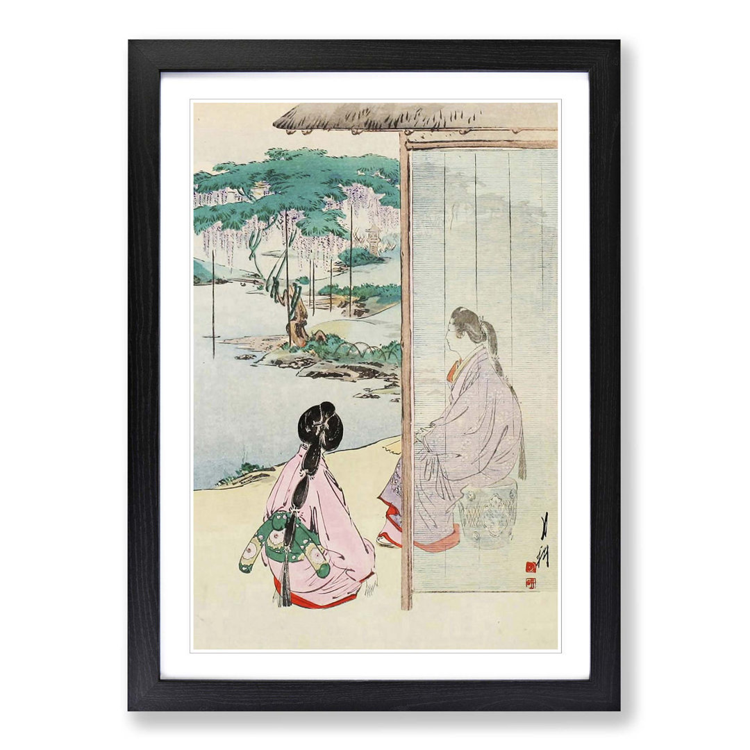Wisteria Blossoms Japanese Oriental Art - Framed Print