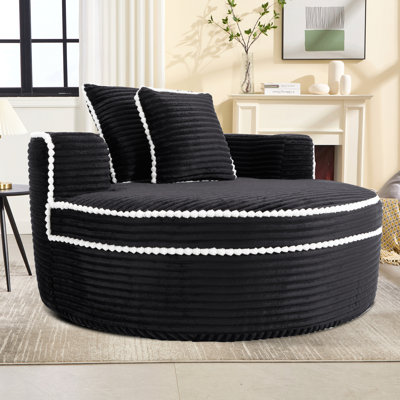 Round Sofa Bed With Memory Foam Sectional Couches For Living Room, Cloud Couch With Two Pillows, Black
