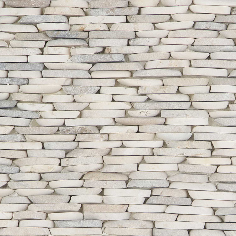 Nature Stacked Pram Gray Pebble Mosaic Tile, Lombok Blend