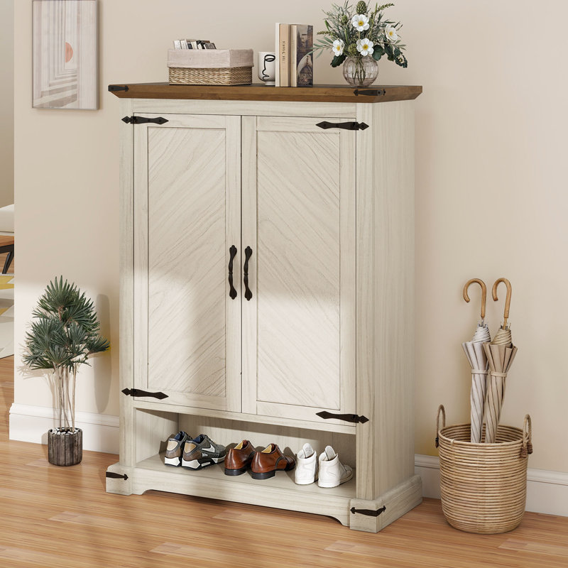 Freestanding Large Shoe Storage Cabinet Organizer With Adjustable Shelf For Entryway