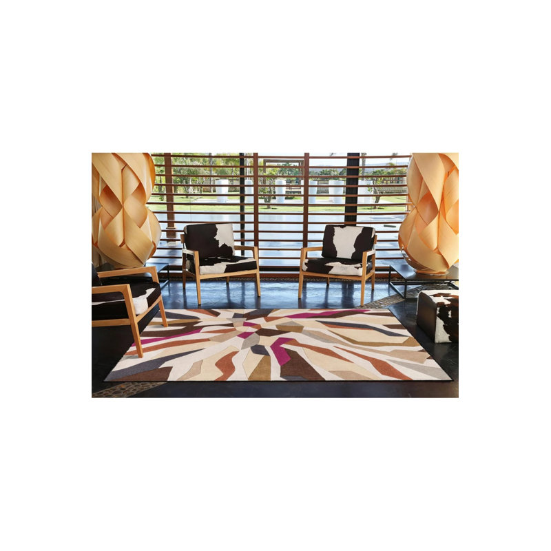 Tapis tissé et lavable à thème moderne, Rond 5 pi
