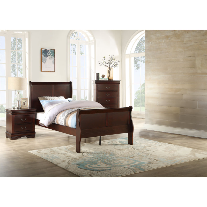 Julianis 4-2_Norah Sleigh Bedroom Set, Twin, Walnut