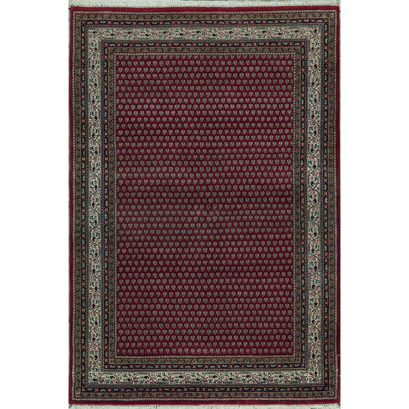 Tapis rouge et crème noué à la main de haute qualité