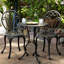 3 pièces Cast Bistro - Aluminium, Glamour extérieur gracieux, noir + or, chaises florales, -, pieds élégants, table,
