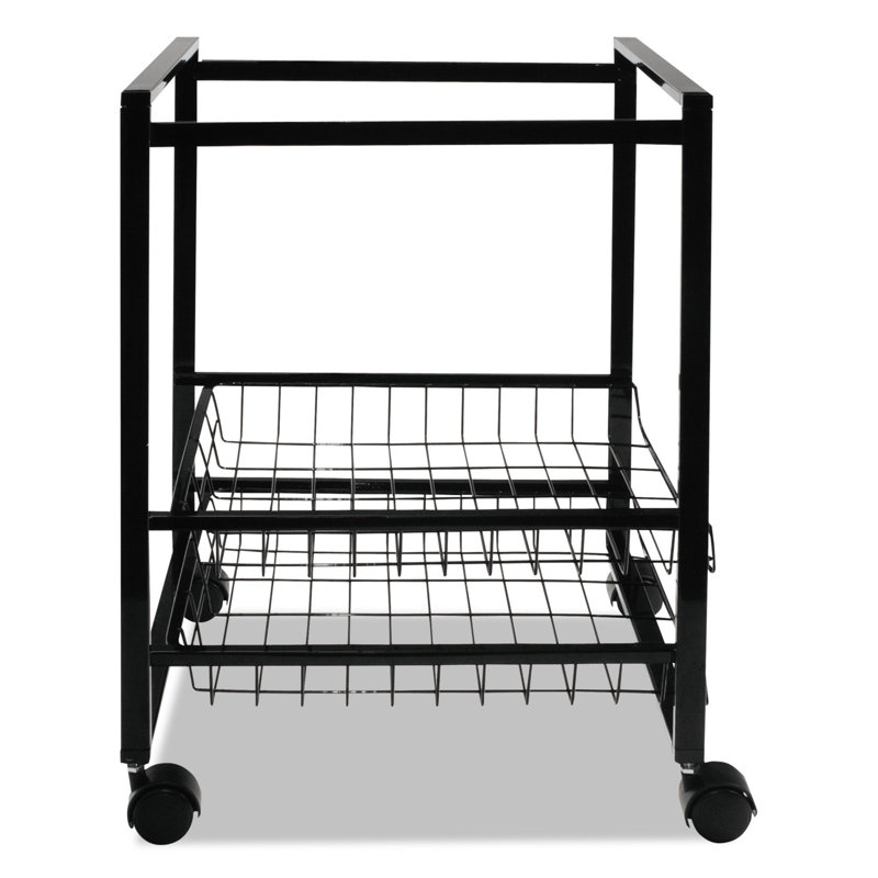 Black Steel Mobile File Cart with Pullout Baskets