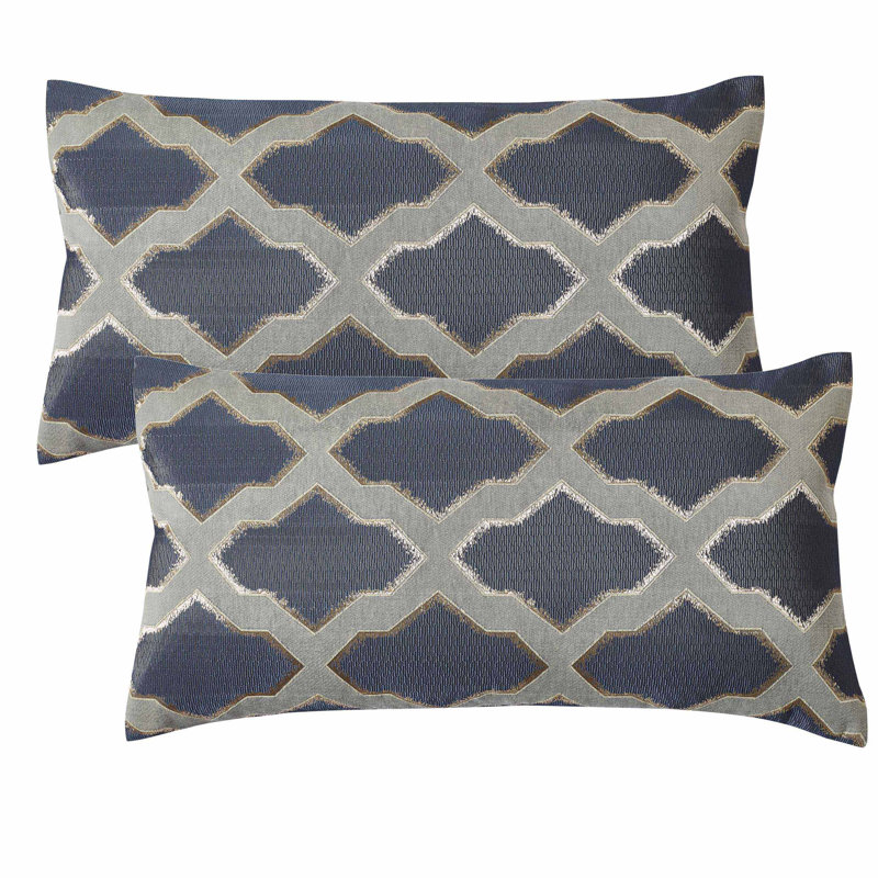 Geometric Rectangular Lumbar Cushion Cover, Charcoal
