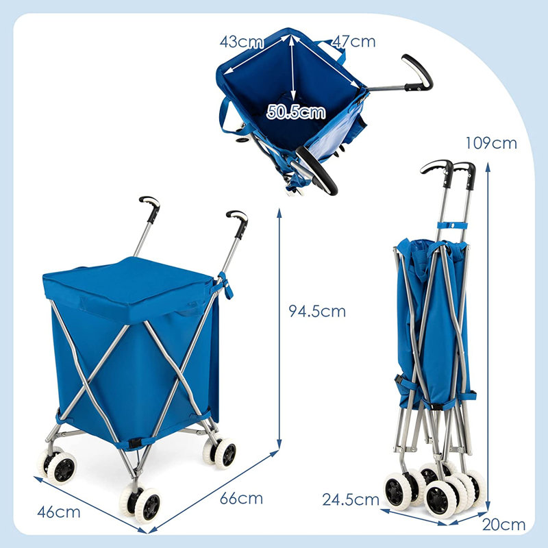 Pickney 94.5cm H x 66cm W x 46cm D 55kg Platform Trolley, Blue