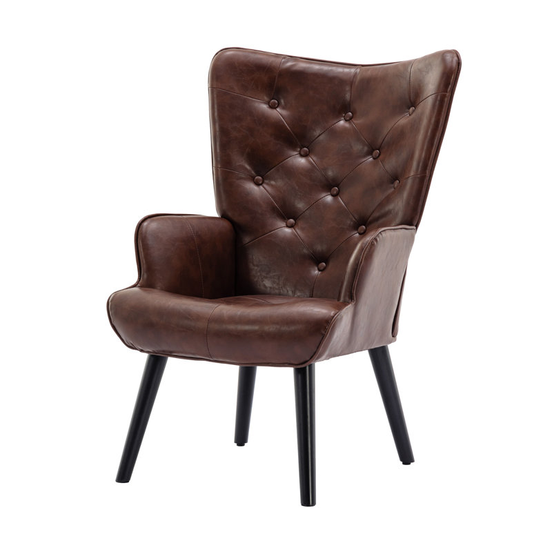 Chaise avec accoudoirs en cuir Schum, Similicuir brun