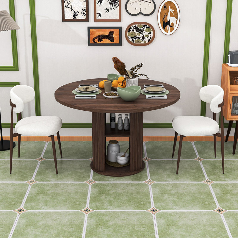 Ensemble de table de salle à manger 3 pièces avec tablettes de rangement intégrées et chaises rembourrées pour la salle à manger