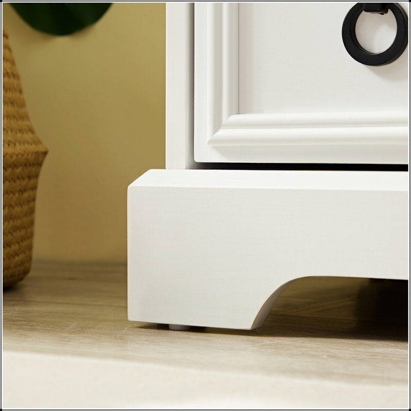 Commode 6 tiroirs Modern, Blanc/noyer