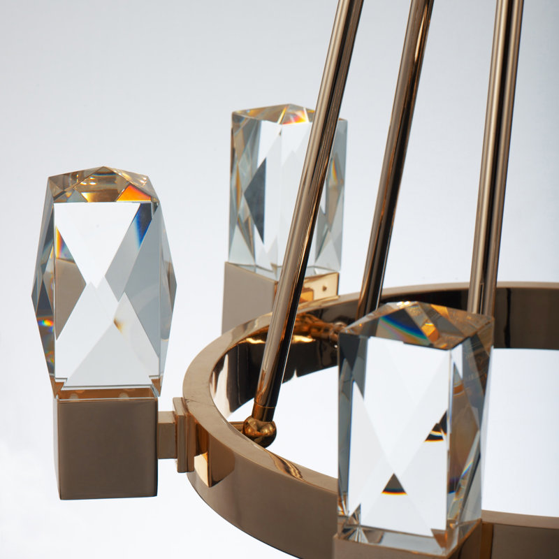 12 - Light LED Chandelier, Polished Gold