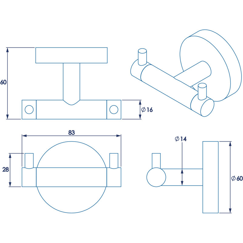 Britannia Wall Mounted Robe Hook