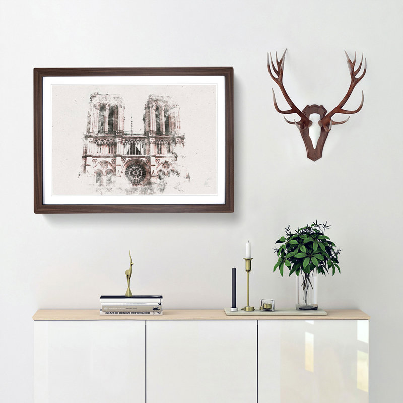 Notre Dame in Paris France - Framed Print, Walnut Framed, 62cm H x 87cm W x 2cm D