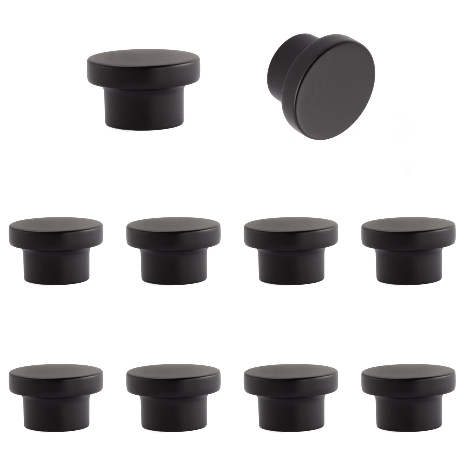 Ethan Oversized Round Cabinet Knob, Matte Black, 1 1/4"
