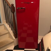 Unique Off Grid UGP-175L R AC Retro 21 6.1 Cu. ft. Red Upright Freezer - Energy Star