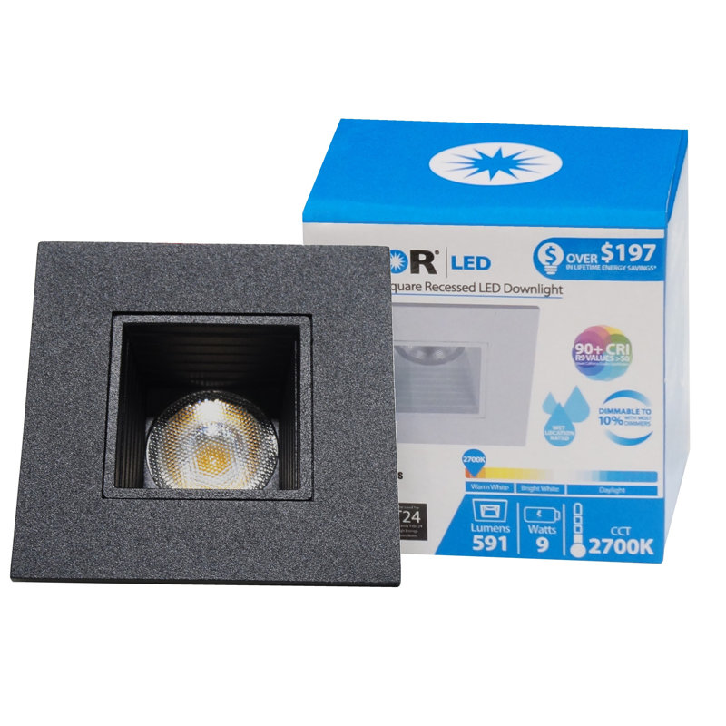 Ensemble d'éclairage encastré 3,13 "Remodel LED Retrofit, Noir