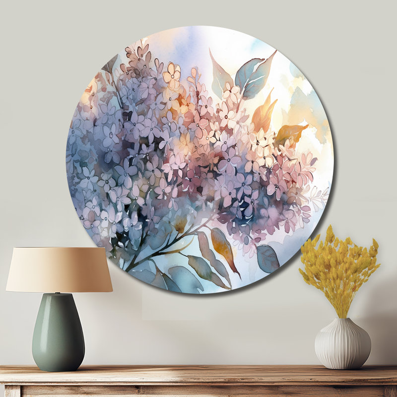 Mauve lilas aromathérapie - Art floral rond en métal, H 36 po x l 36 po