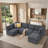 130" Oversized Corduroy Modular Sectional Sofa with Ottoman, 6-Seater Couch for Living Room,  Dark Grey-20833392