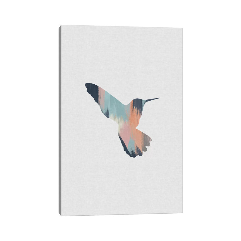 Pastel Hummingbird II - impression d'art graphique, Toile tendue, H 12 po x l 8 po x P 0,75 po