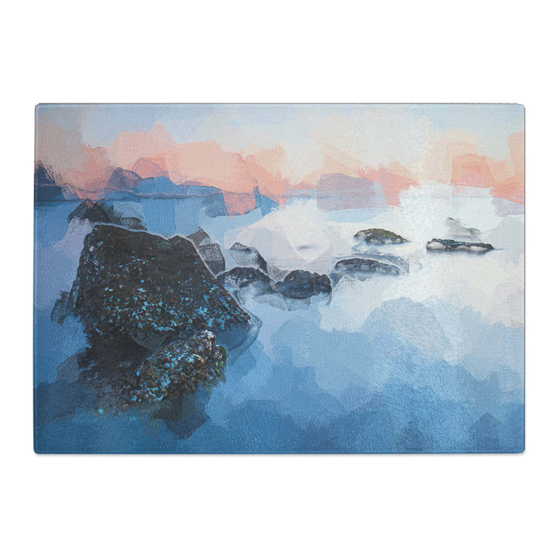 Tempered Glass Beach in Yantai China Chopping Board, 28.5 cm W x 20 cm L