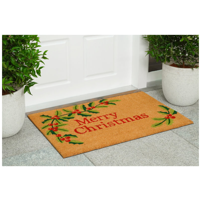 Amiel Non-Slip Christmas Outdoor Doormat, Rectangle 2' x 3'